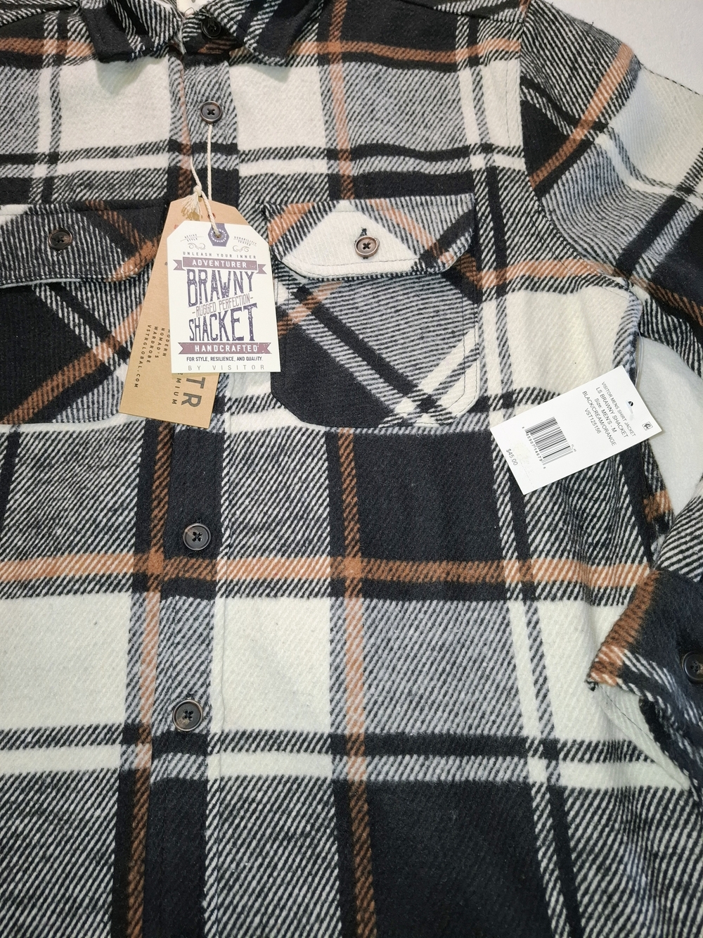 VSTR Lightweight Plaid Shirt Jacket - Black, White & Brown - Picture 10 of 11